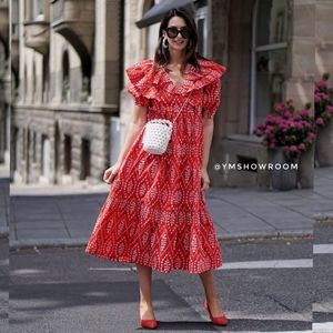 ZARA Gorgeous open work red dress NWT